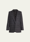 Nili Lotan Diane Plaid Oversized Wool Blazer In Charcoal Plaid
