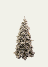 Barcana Snowy Royal Majestic Pine Pre-lit Christmas Tree W/ Cluster Warm White Led Lights, 7.5' In Flocked