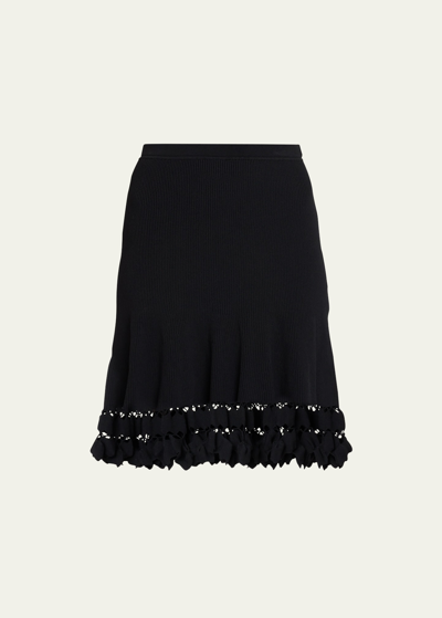 Ulla Johnson Danica Embellished-hem Mini Knit Skirt In Noir