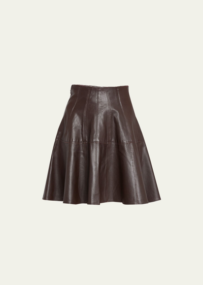 Ulla Johnson Kiara Leather Mini Flare Skirt In Espresso