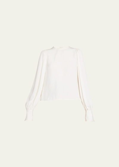 Ulla Johnson Lilliana Balloon-sleeve Crepe Top In Pristine