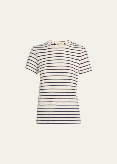 Nili Lotan Mariela Crew-neck Tee In Navyivory Stripe