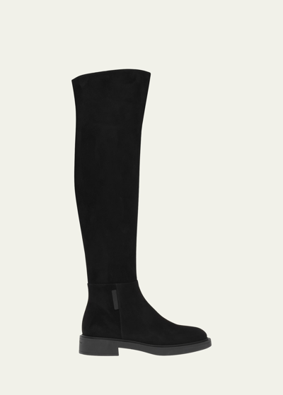 Gianvito Rossi Slouchy Suede Over-the-knee Boots In Black Black