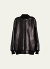 Rick Owens Sequin Oversize Wool Bomber Jacket In Matte Shiny Blk