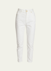 Balmain Five-pocket High-waist Slim Denim Crop Pants In White