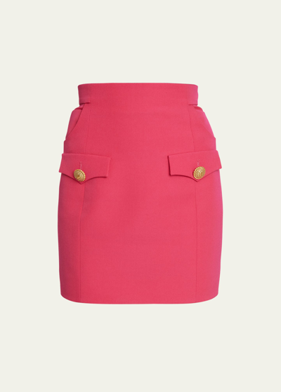 Balmain Mini Skirt With Front Pockets In Fuschia
