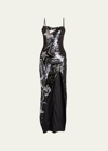 BALMAIN LONG STAR SEQUIN-EMBROIDERED DRESS