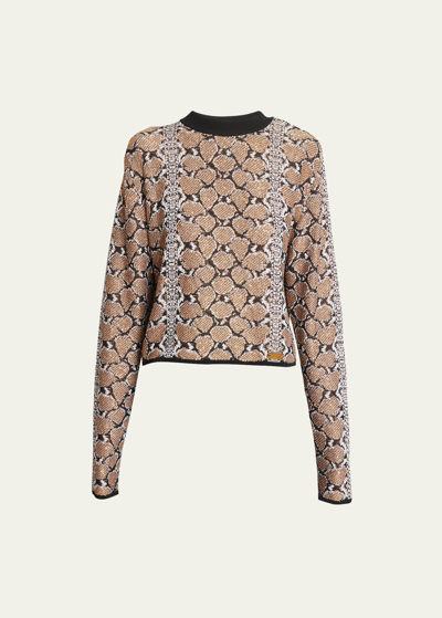 Balmain Python Knit Sweatshirt In Brown