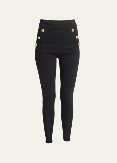 BALMAIN 6-BUTTON JERSEY LEGGINGS