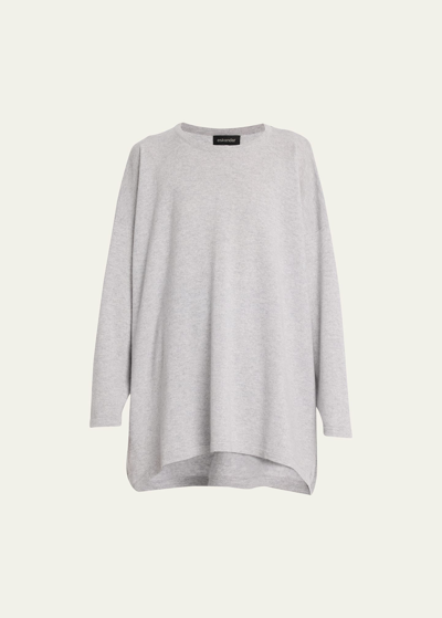 Eskandar Smaller Front Larger Back Sweater (long Length) In Greysilver