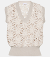 Brunello Cucinelli Sequined Wool-blend Sweater Vest In Neutrals