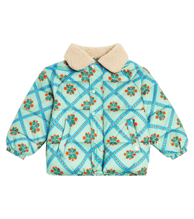 Tinycottons Kids' Folklore Cotton Puffer Jacket In Green