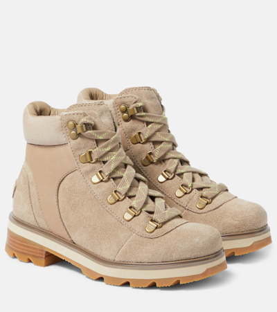 Sorel Lennox Hiker Stkd Suede Hiking Boots In Taupe