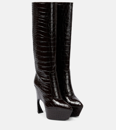 Victoria Beckham Plateaustiefel Aus Leder In Burgundy