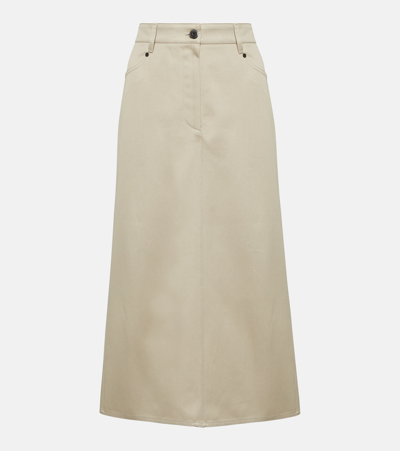 Brunello Cucinelli Denim Midi Skirt In Beige