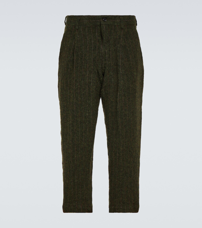 Comme Des Garçons Homme Deux Striped Wool Tweed Suit Trousers In Green