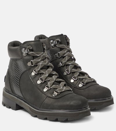 Sorel Lennox Hiker Stkd Wp Womens Leather Waterproof Hiking Boots In Black