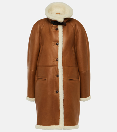 Isabel Marant Astana Leather And Shearling Coat In Brown