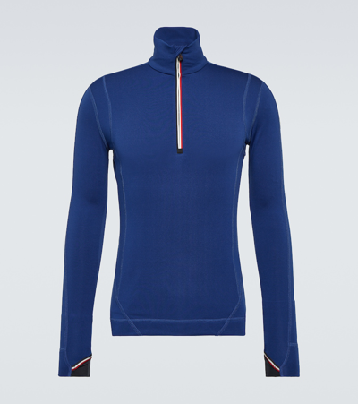 Moncler Stripe-trim Half-zip Sweatshirt In Blue
