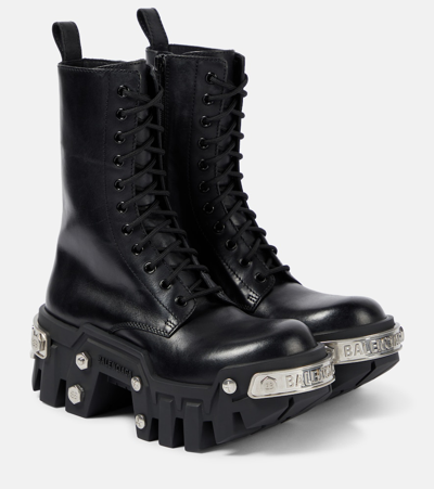 Balenciaga Bulldozer Leather Lace-up Platform Boots In Black