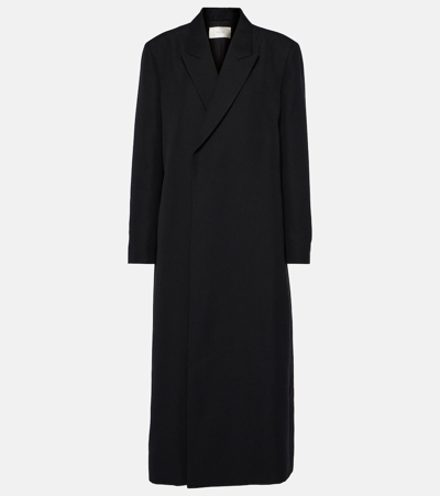 The Row Cassiopea Oversized Grain De Poudre Wool And Mohair-blend Coat In Black