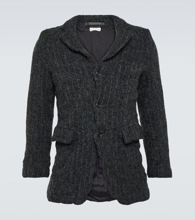 Comme Des Garçons Homme Deux Pinstripe Wool Tweed Blazer In Black