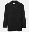 The Row Wallis Double Breasted Stretch Wool Crepe Blazer In Black