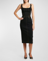 Versace Jeans Couture Contrast-stitching Denim Dress In Black Black