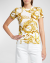 Versace Jeans Couture White Watercolor Couture T-shirt In White/gold