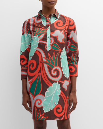 Sara Roka Jackie Botanical-print Midi Shift Dress In Tropical 160