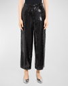 THEORY SEQUIN RELAX STRAIGHT-LEG PANTS
