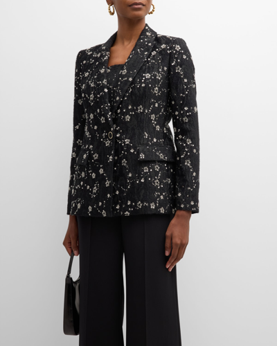 Milly Alexa Single-button Bead & Sequin Blazer In Black