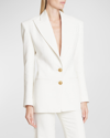 Balmain 2-button Single-breasted Crepe Blazer In White