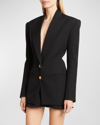 Balmain Logo Button Double-breasted Blazer In Black
