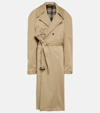 Balenciaga Deconstructed Cotton Twill Trench Coat In Beige