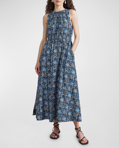 Apiece Apart Bali Sleeveless Botanical-print Midi Dress In Fortuna Folk Flor