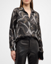 L AGENCE TYLER BUTTON-FRONT SILK BLOUSE