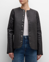 Totême Linear-quilted Leather Jacket Black In Black