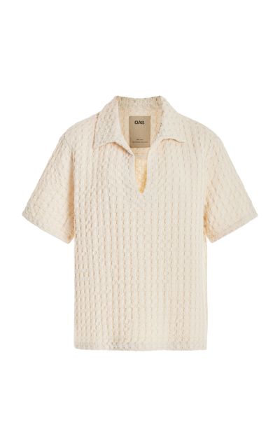Oas Jaffa Waffle-knit Cotton Shirt In Ivory