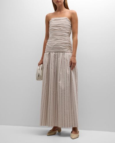 Anna Quan Isadora Strapless Cotton-blend Maxi Dress In Neutral