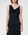 Simkhai Ronnie Draped Asymmetric Cowl Tank Top In Black