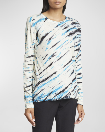 Proenza Schouler Mia Tie-dye Long-sleeve T-shirt In Ecru Multi