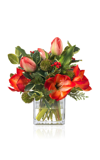 DIANE JAMES DESIGNS FAUX RED AMARYLLIS AND HOLLY BOUQUET