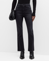 Paige Claudine Raw Hem Flare Jeans In Black Lotus