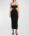 Versace Jeans Couture Lace Bustier Midi Bodycon Dress In Black