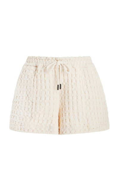 Oas Drizzle Waffle-knit Cotton Shorts In White