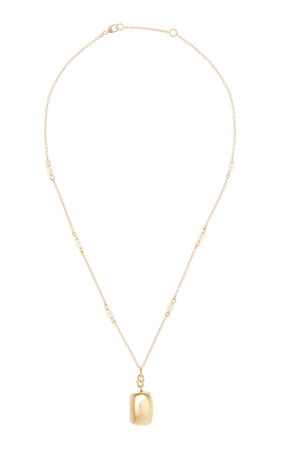 Monica Rich Kosann Britt Slim 18k Yellow Gold Pearl Chain Locket