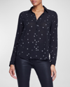 L AGENCE LAURENT HEART-PRINTED BUTTON-FRONT SHIRT