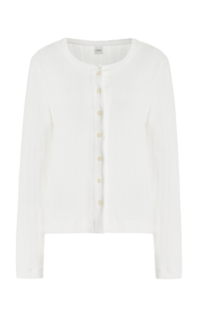 Leset Pointelle-knit Cotton-jersey Cardigan In White
