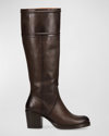 Frye Jean Leather Tall Boots In Chocolate